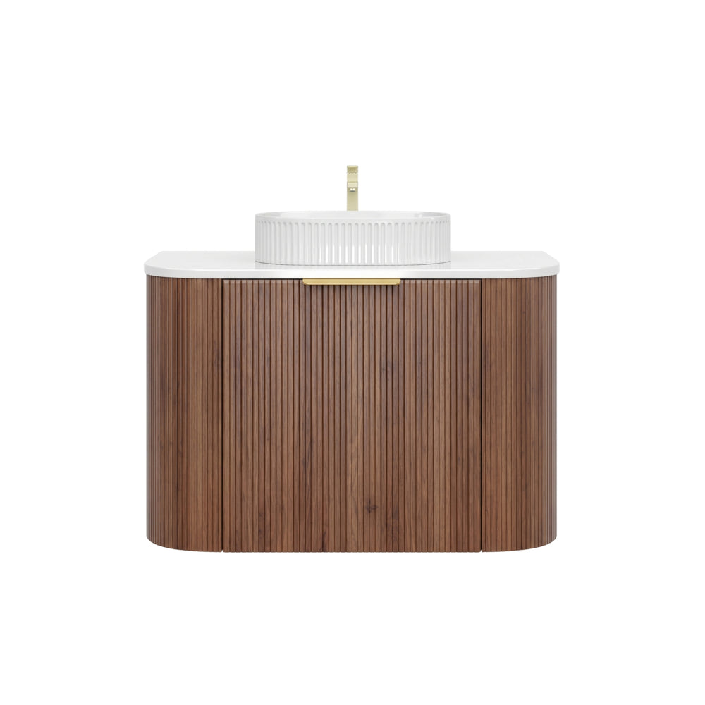 VITO ARDEN-S PRIME OAK 750MM FLUTED CURVED SINGLE BOWL WALL HUNG VANITY