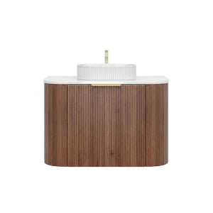 VITO ARDEN-S PRIME OAK 750MM FLUTED CURVED SINGLE BOWL WALL HUNG VANITY