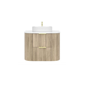 VITO ARDEN-D CLASSIC OAK 750MM FLUTED CURVED SINGLE BOWL WALL HUNG VANITY