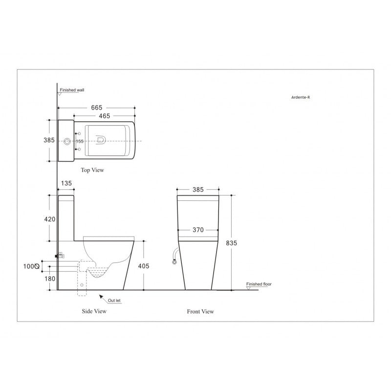 BEL BAGNO ARDENTE-R RIMLESS BACK TO WALL TOILET SUITE GLOSS WHITE