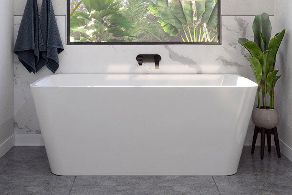 DECINA ARIA BACK-TO-WALL FREESTANDING BATH GLOSS WHITE (AVAILABLE IN 1500MM AND 1700MM)
