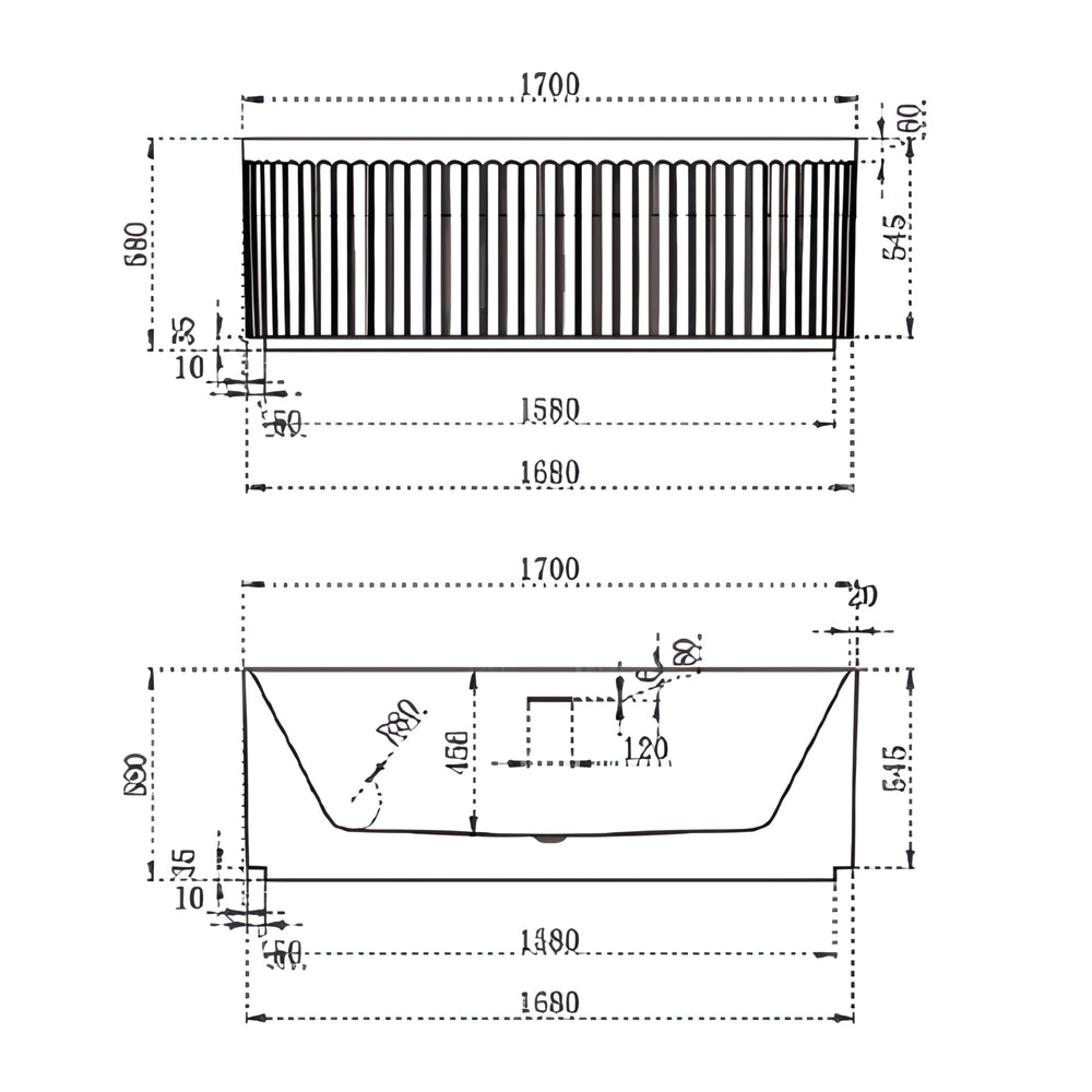 INFINITY ARTEMIS FREESTANDING BATHTUB MATTE WHITE (AVAILABLE IN 1500MM AND 1700MM)