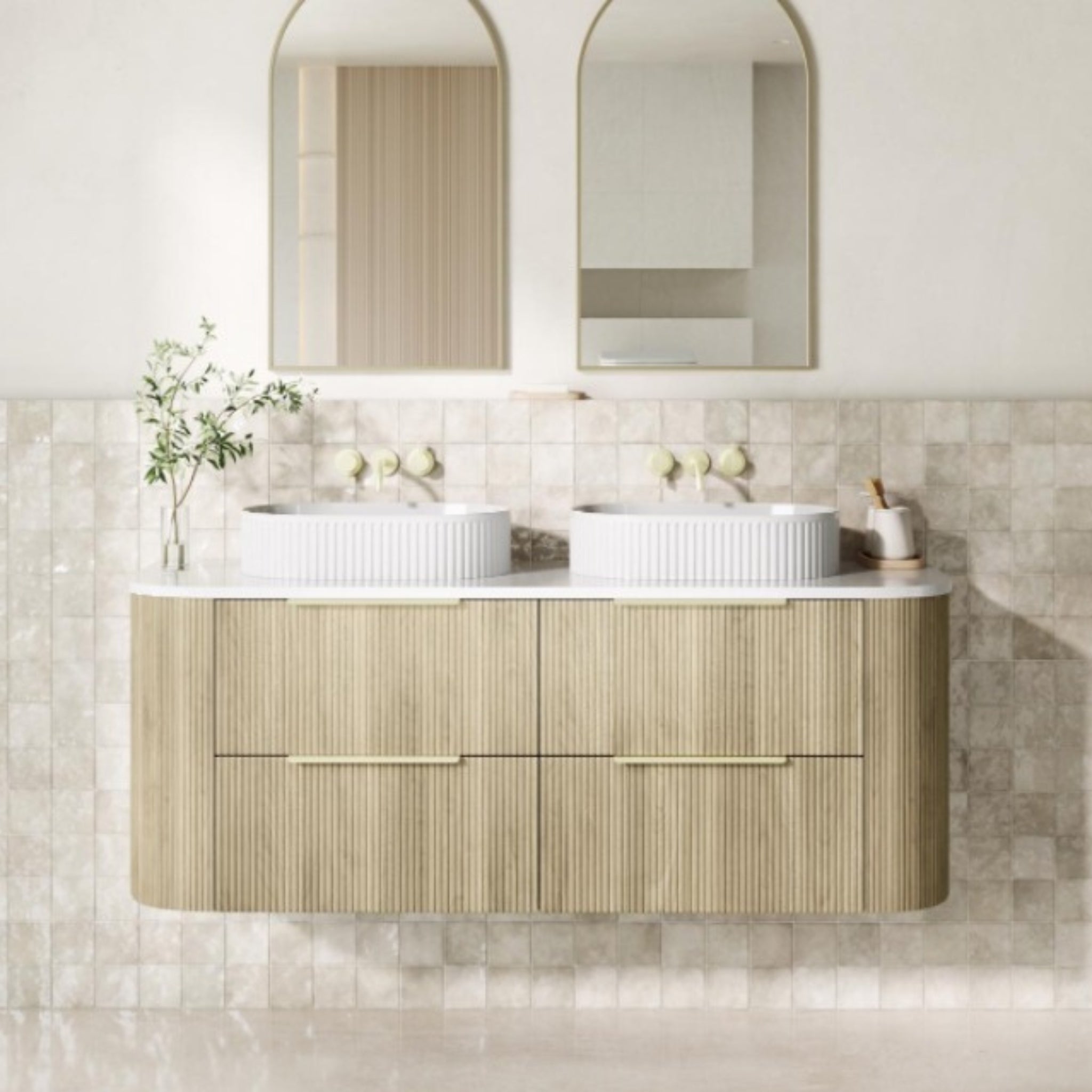 CETO ARTIS CLASSIC OAK 1500MM DOUBLE BOWL WALL HUNG VANITY