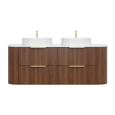 CETO ARTIS WALNUT 1500MM DOUBLE BOWL WALL HUNG VANITY