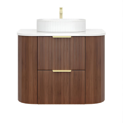 CETO ARTIS WALNUT 750MM SINGLE BOWL WALL HUNG VANITY