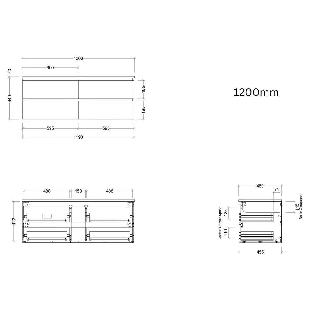 TIMBERLINE ASHTON CUSTOM WALL HUNG VANITY (ALL SIZING)