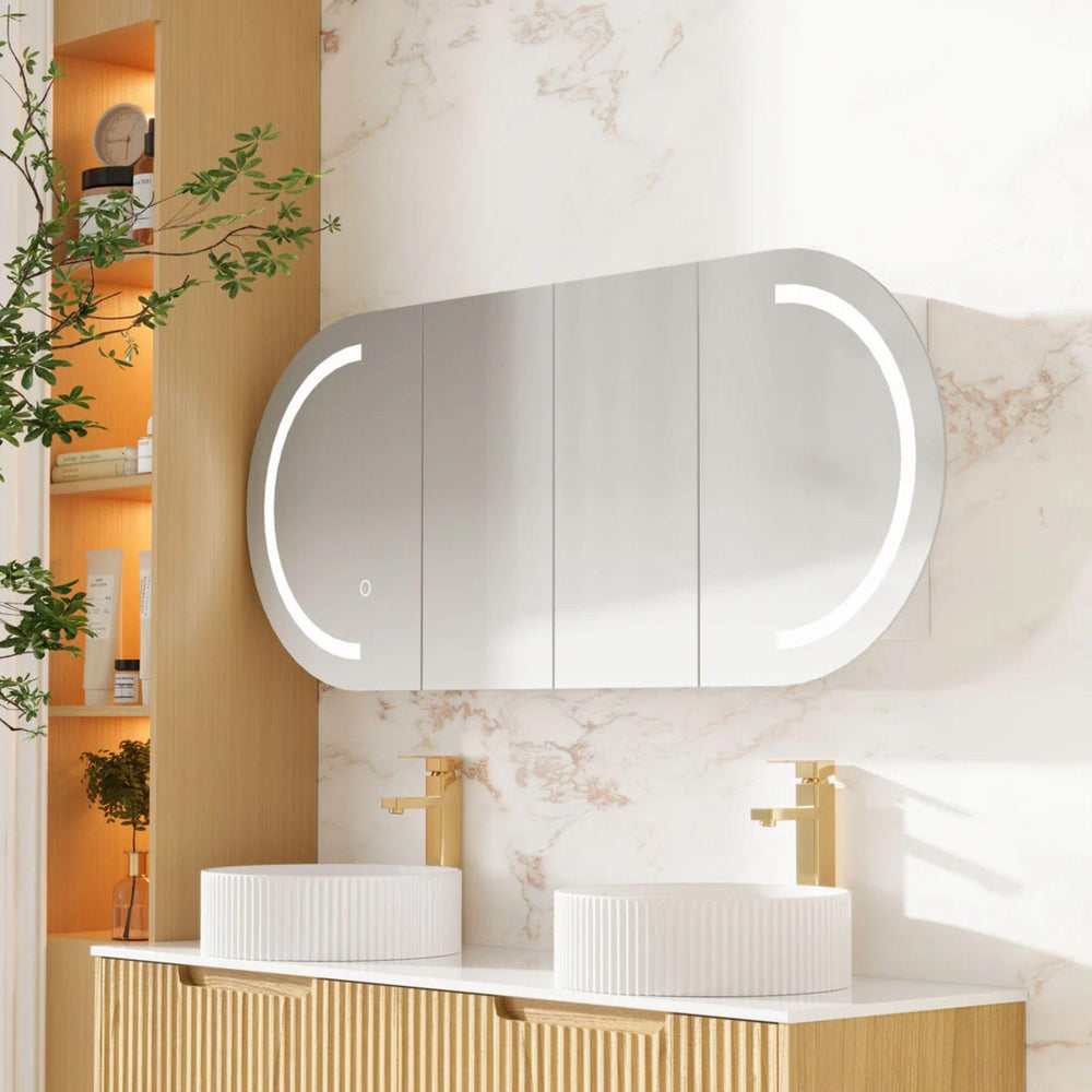 MERCIO ATHENA MATTE WHITE LED SHAVING CABINET 1500X600MM