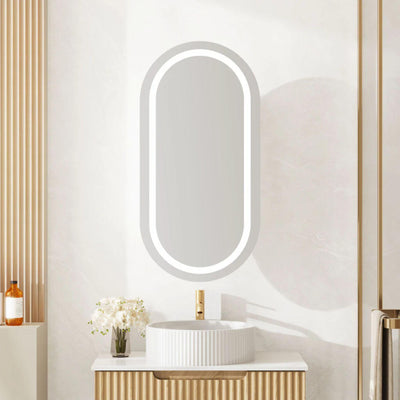 MERCIO ATHENA MATTE WHITE LED OVAL SHAVING CABINET 450X900MM