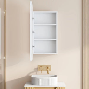 MERCIO ATHENA MATTE WHITE LED SQUARE SHAVING CABINET 450X900MM