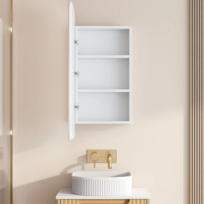 MERCIO ATHENA MATTE WHITE LED SQUARE SHAVING CABINET 450X900MM