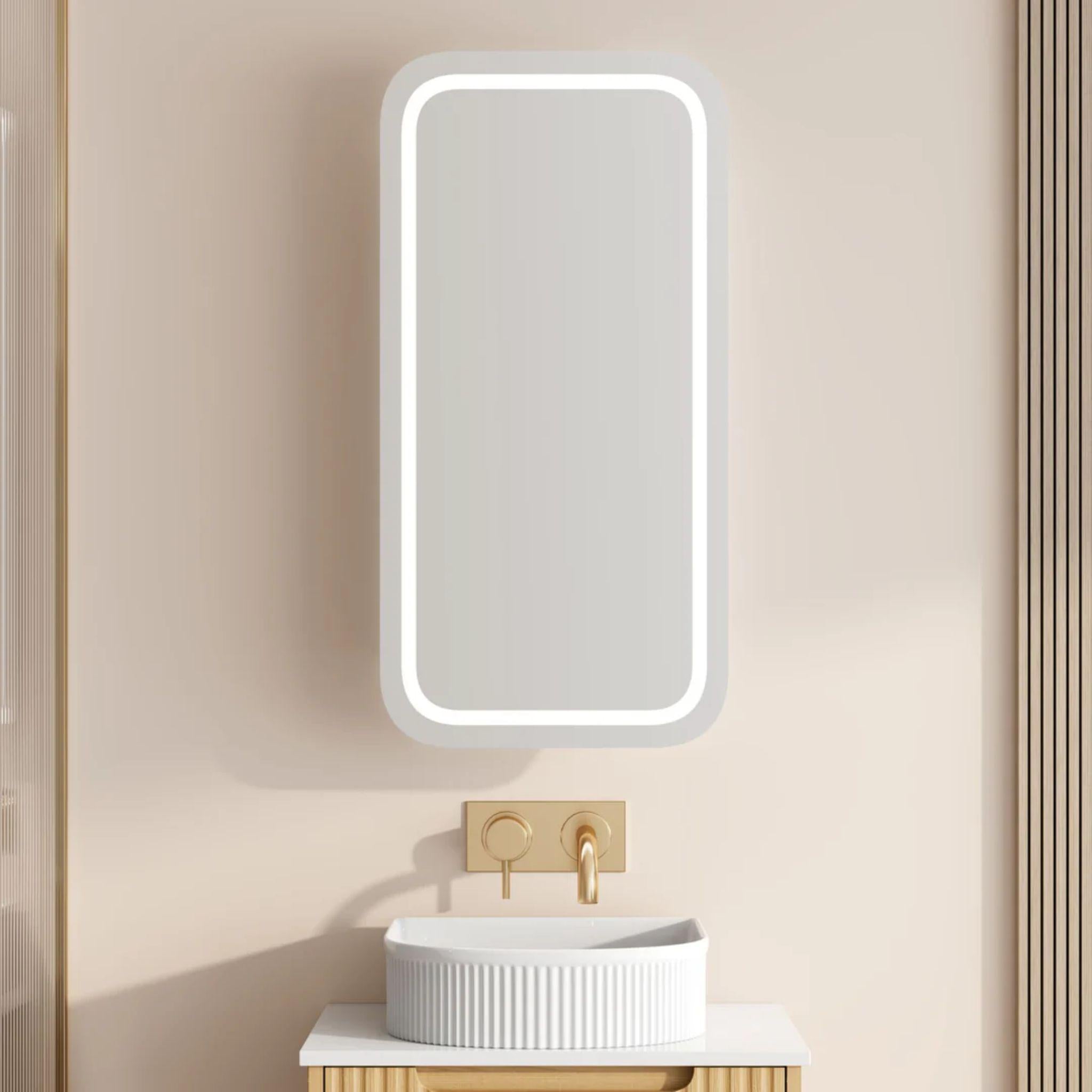 MERCIO ATHENA MATTE WHITE LED SQUARE SHAVING CABINET 450X900MM