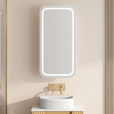 MERCIO ATHENA MATTE WHITE LED SQUARE SHAVING CABINET 450X900MM