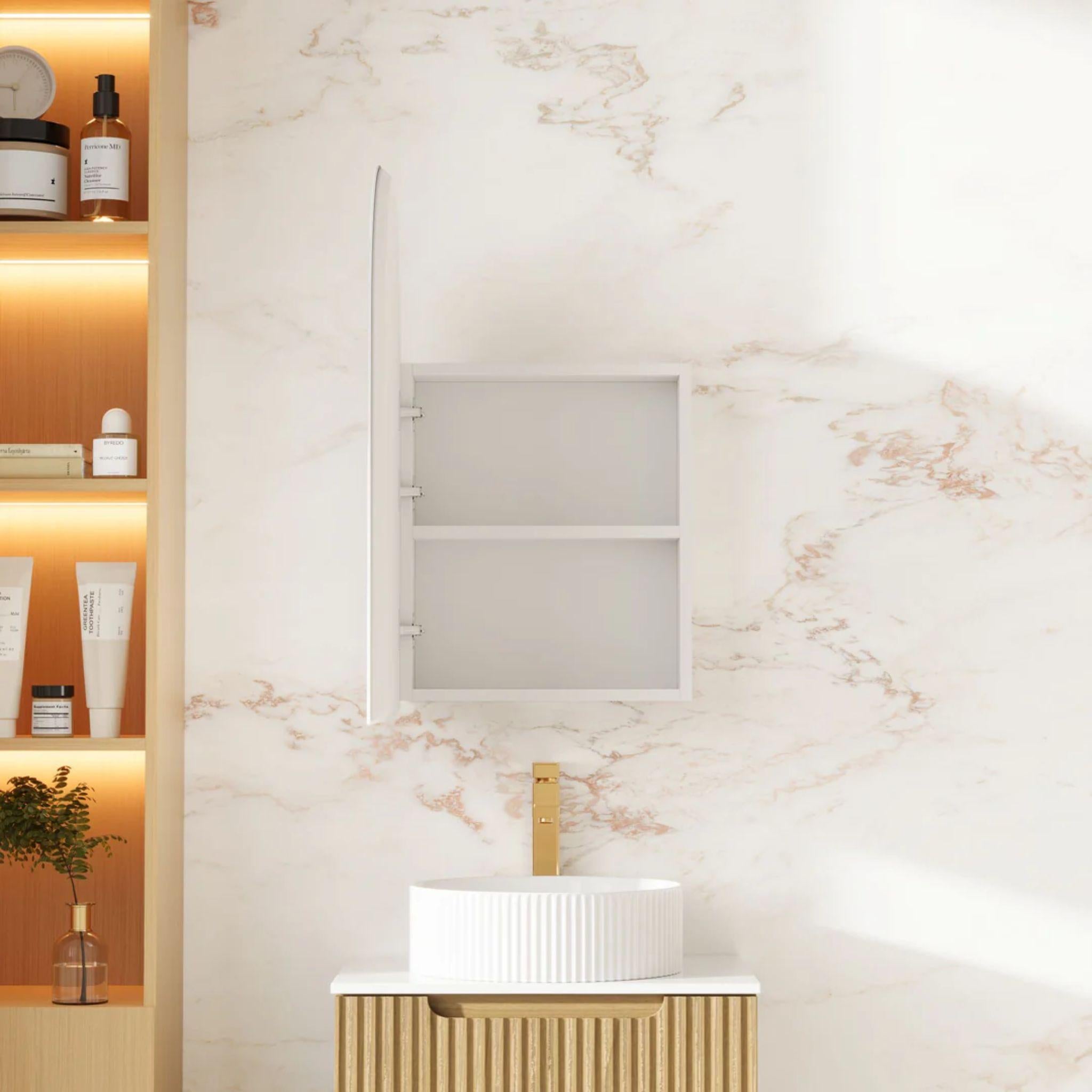 MERCIO ATHENA MATTE WHITE LED SHAVING CABINET 500X900MM