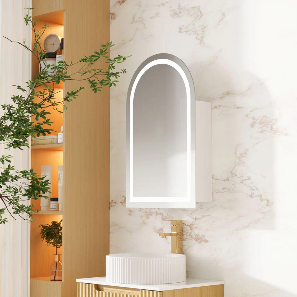 MERCIO ATHENA MATTE WHITE LED SHAVING CABINET 500X900MM