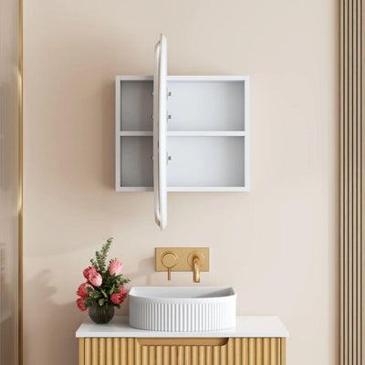 MERCIO ATHENA MATTE WHITE LED SHAVING CABINET 750X750MM