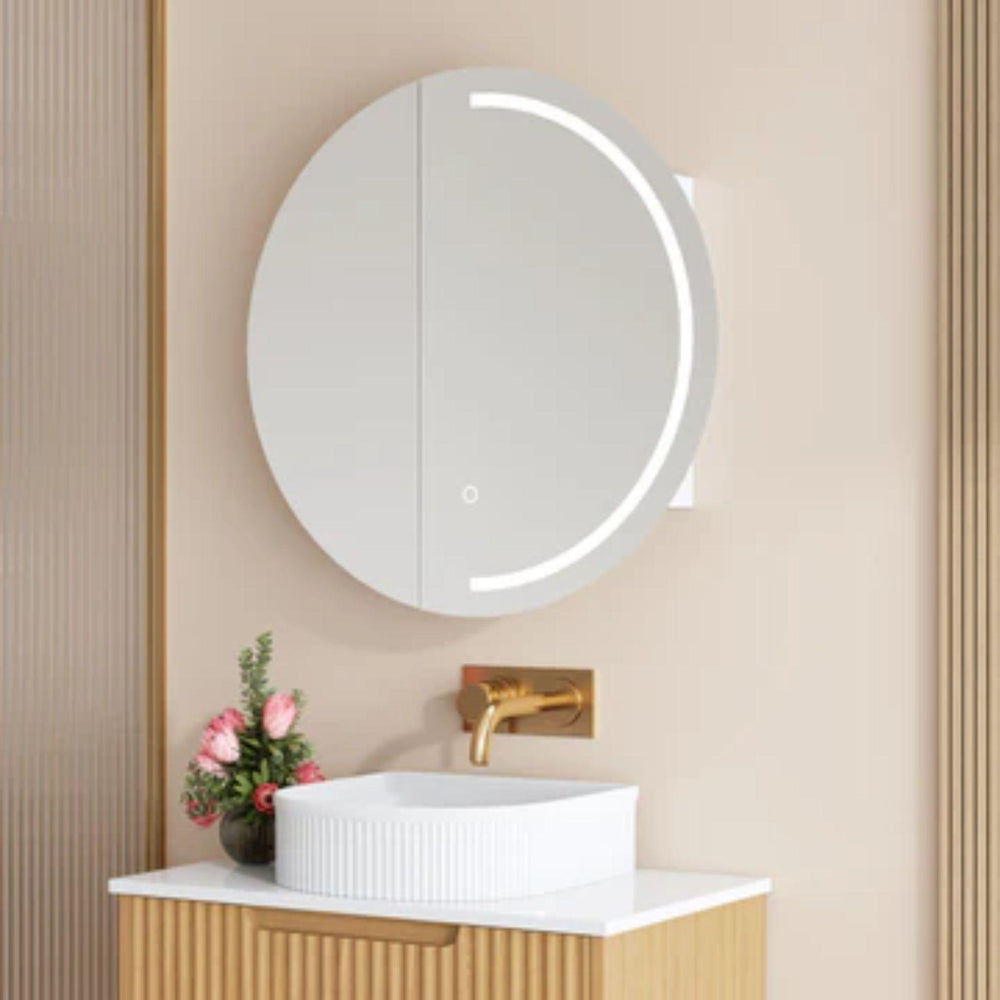 MERCIO ATHENA MATTE WHITE LED SHAVING CABINET 750X750MM