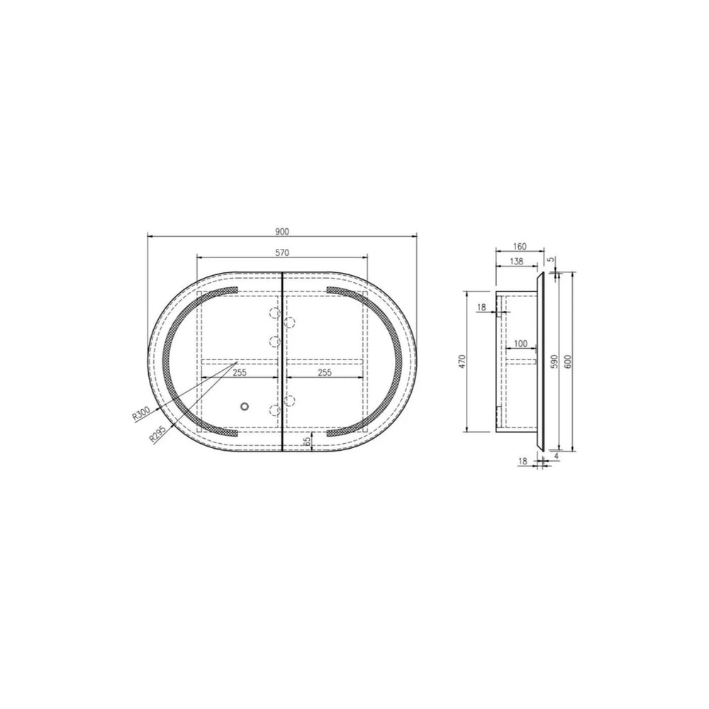 MERCIO ATHENA MATTE WHITE LED SHAVING CABINET 900X600MM