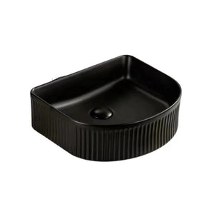 VITO ATHENA FLUTED ARCH PREMIUM CERAMIC ABOVE COUNTER BASIN MATTE BLACK 400MM