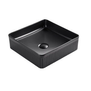 VITO ATHENA FLUTED SQUARE ABOVE COUNTER BASIN MATTE BLACK 400MM