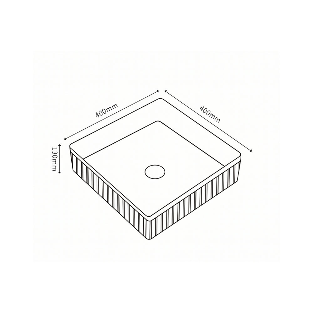 VITO ATHENA FLUTED SQUARE ABOVE COUNTER BASIN MATTE BLACK 400MM