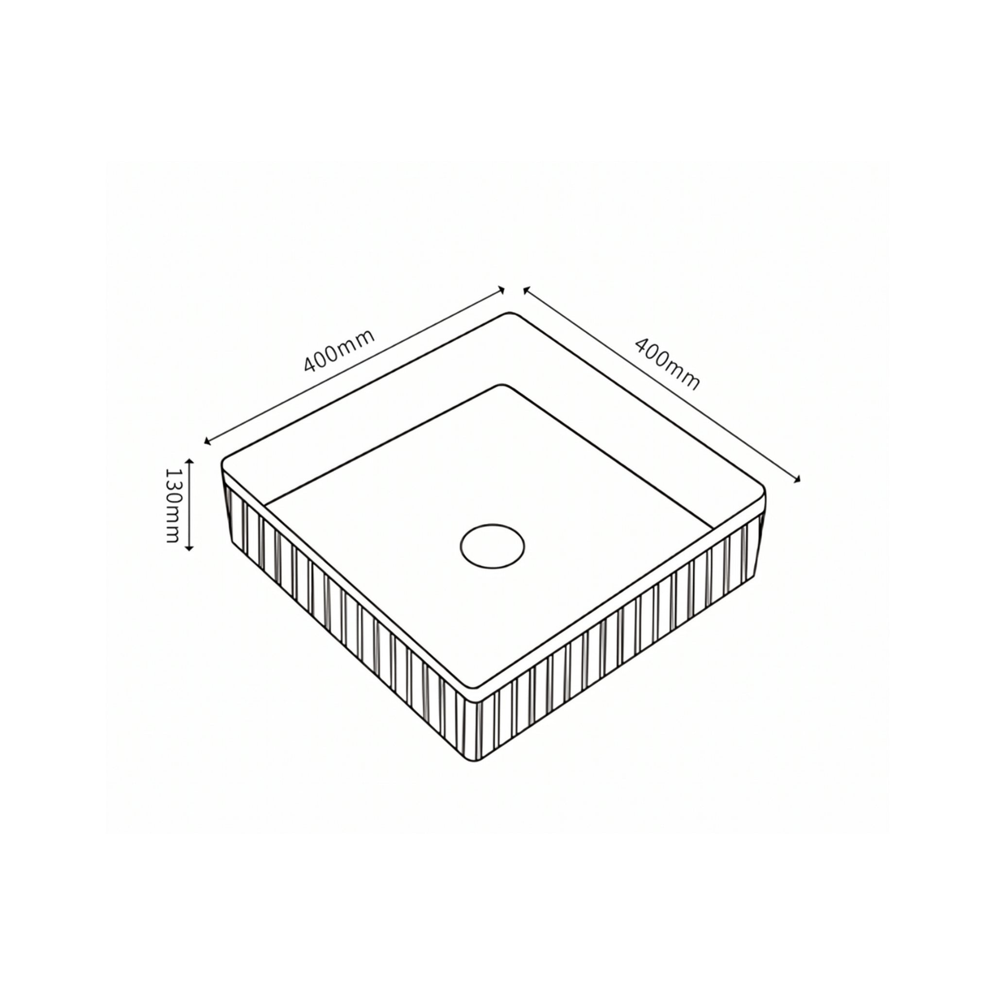 VITO ATHENA FLUTED SQUARE ABOVE COUNTER BASIN MATTE BLACK 400MM