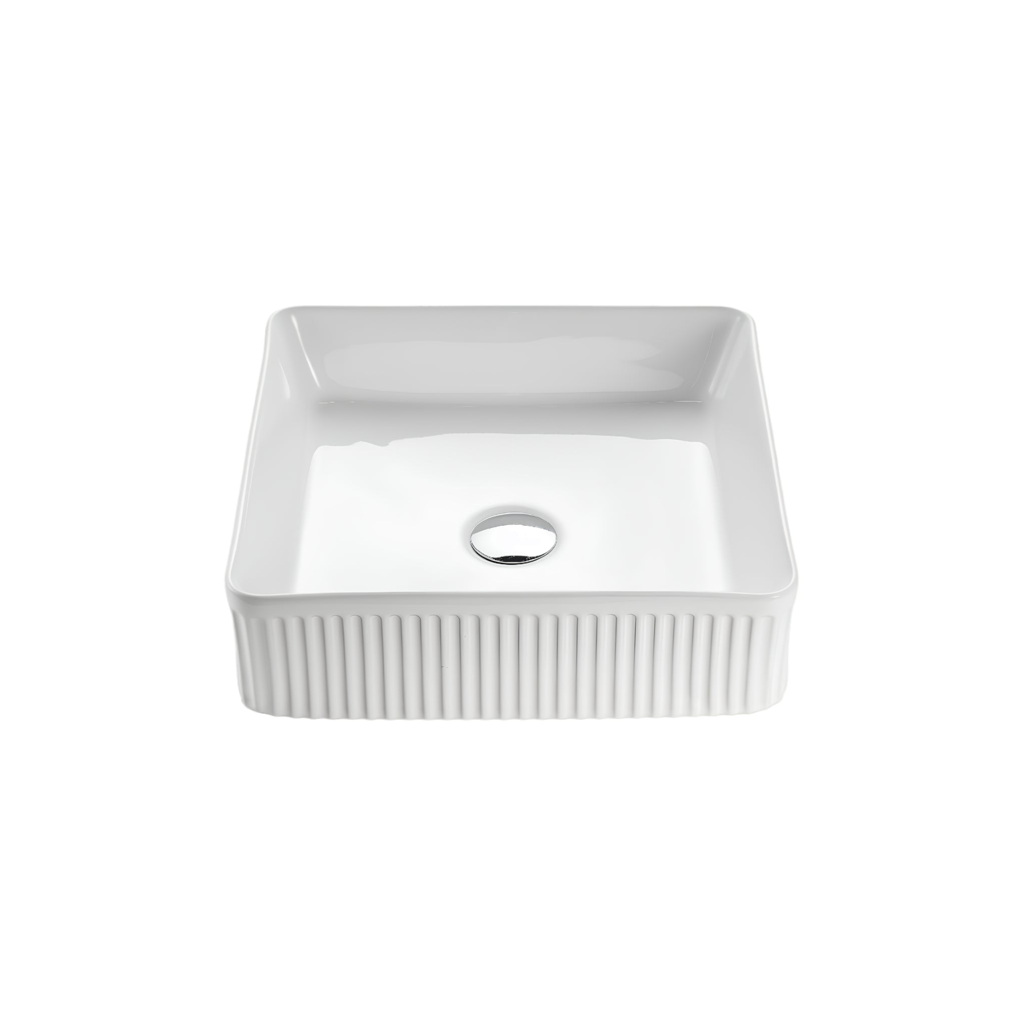 VITO ATHENA FLUTED SQUARE ABOVE COUNTER BASIN MATTE WHITE 415MM