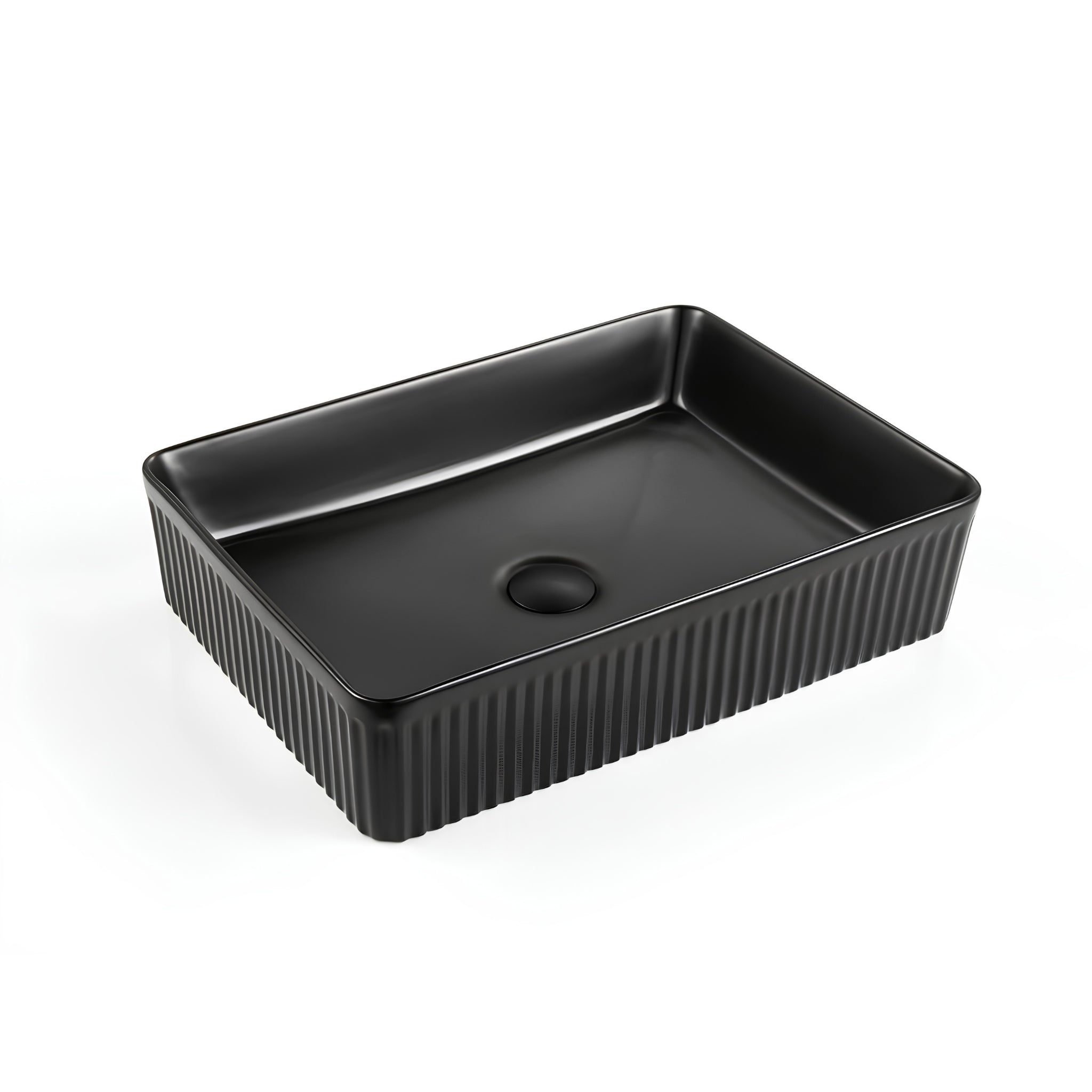 VITO ATHENA FLUTED ABOVE COUNTER BASIN MATTE BLACK 500MM