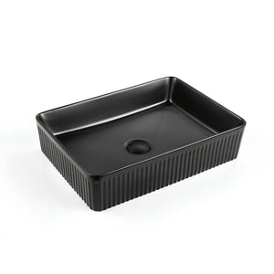 VITO ATHENA FLUTED ABOVE COUNTER BASIN MATTE BLACK 500MM