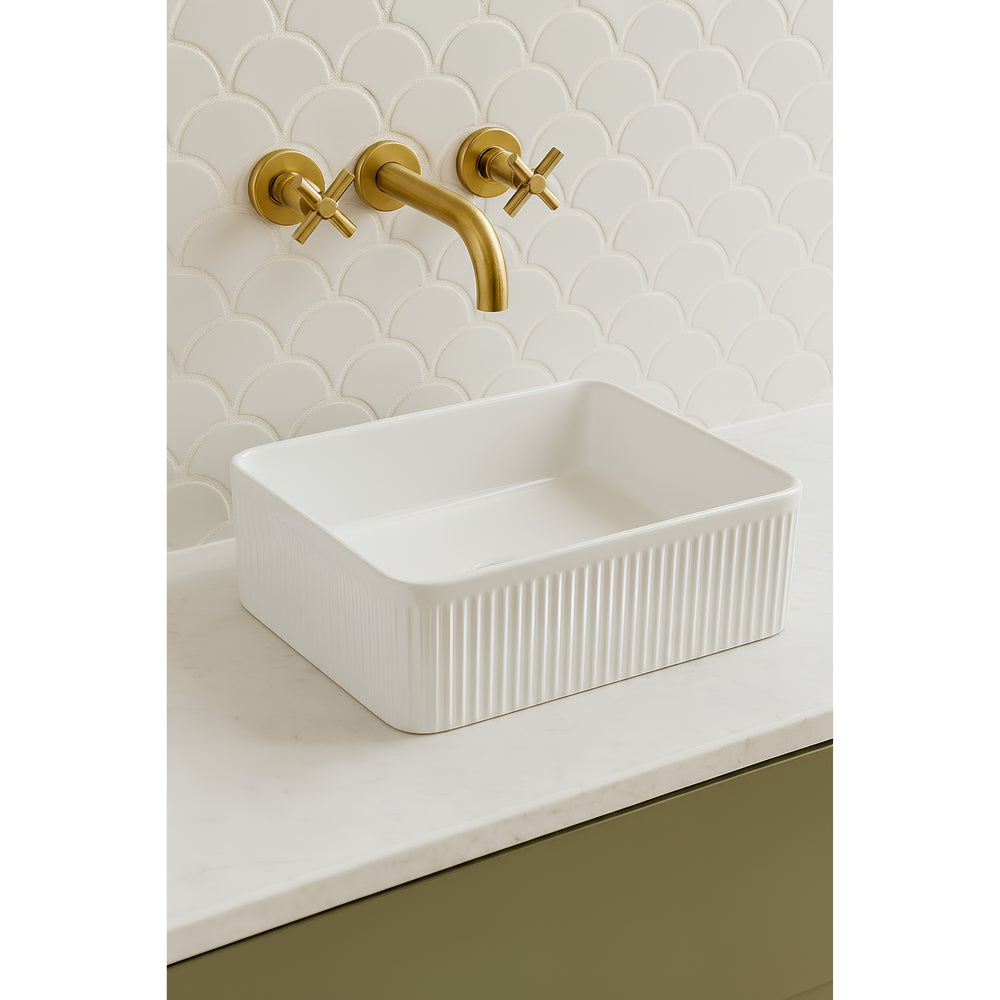VITO ATHENA FLUTED ABOVE COUNTER BASIN MATTE WHITE 500MM