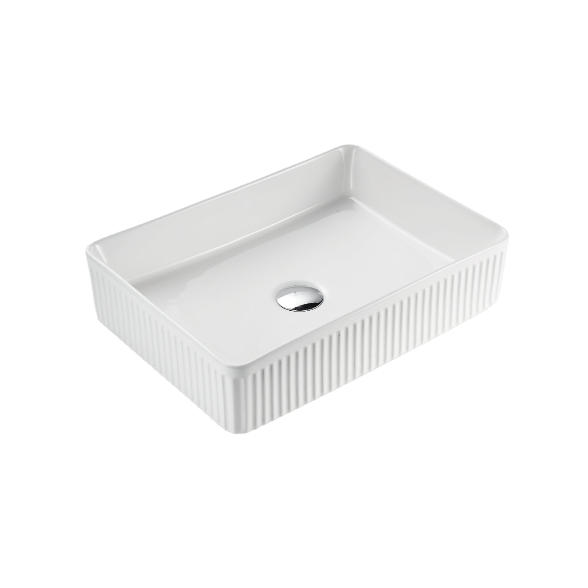 VITO ATHENA FLUTED ABOVE COUNTER BASIN GLOSS WHITE 500MM