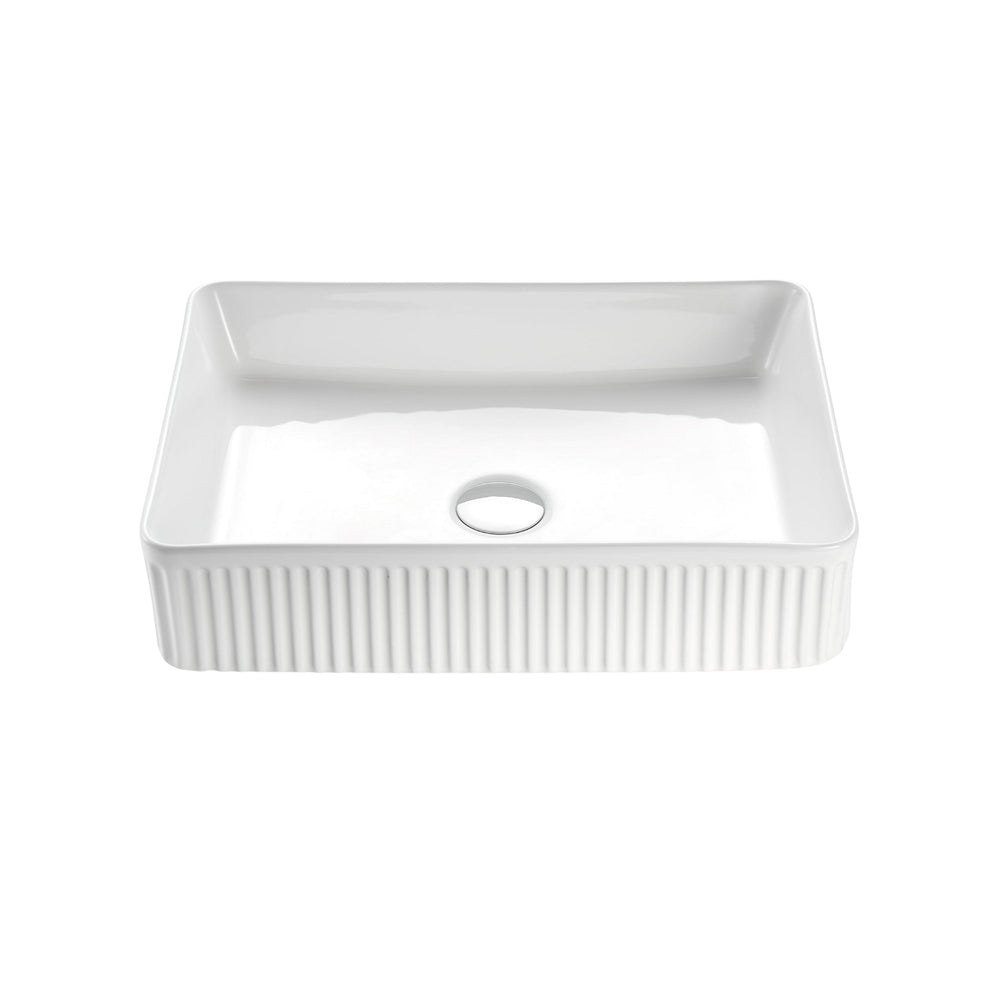 VITO ATHENA FLUTED ABOVE COUNTER BASIN GLOSS WHITE 500MM