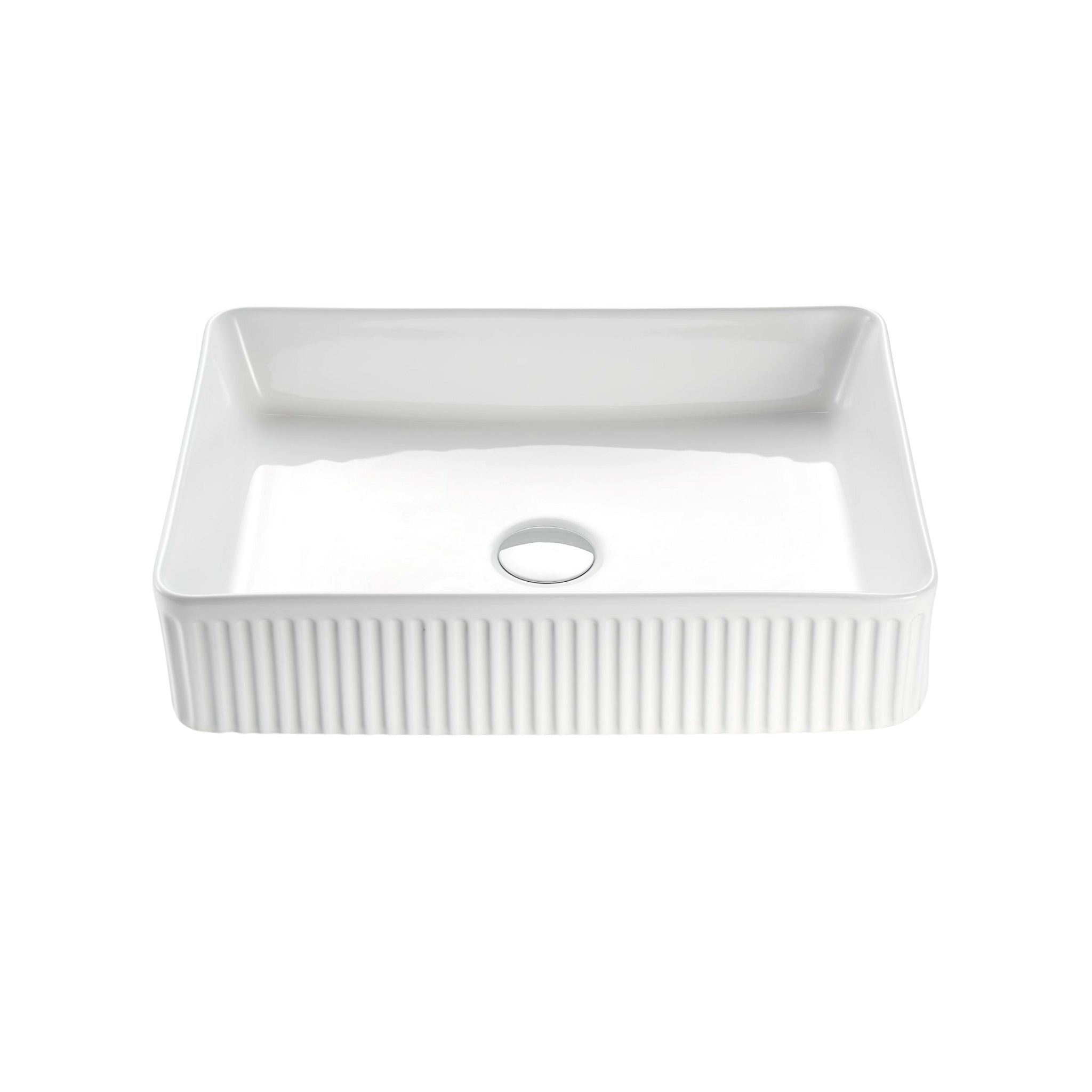 VITO ATHENA FLUTED ABOVE COUNTER BASIN GLOSS WHITE 500MM