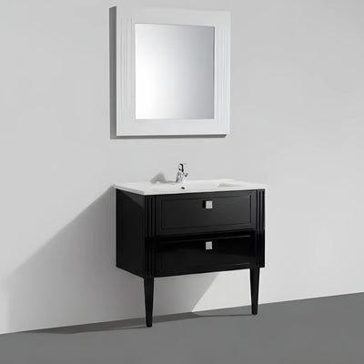 BELBAGNO ATRIA DE LUXE GLOSS BLACK 1000MM SINGLE BOWL BACK TO WALL FLOOR STANDING VANITY