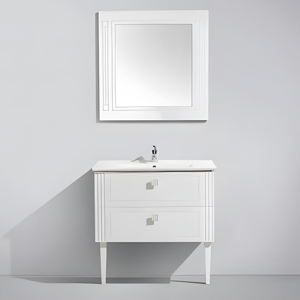 BELBAGNO ATRIA DE LUXE GLOSS WHITE 1000MM SINGLE BOWL BACK TO WALL FLOOR STANDING VANITY
