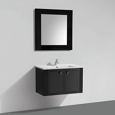 BELBAGNO ATRIA NEO GLOSS BLACK 850MM SINGLE BOWL WALL HUNG VANITY