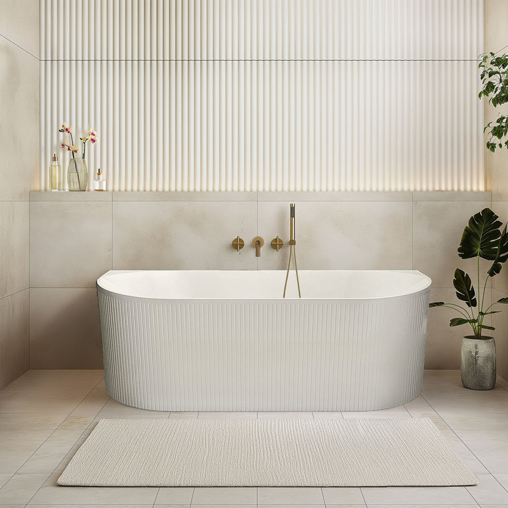 ATTICA NOOSA BACK TO WALL CORNER BATHTUB GLOSS WHITE (AVAILABLE IN 1500MM AND 1700MM)