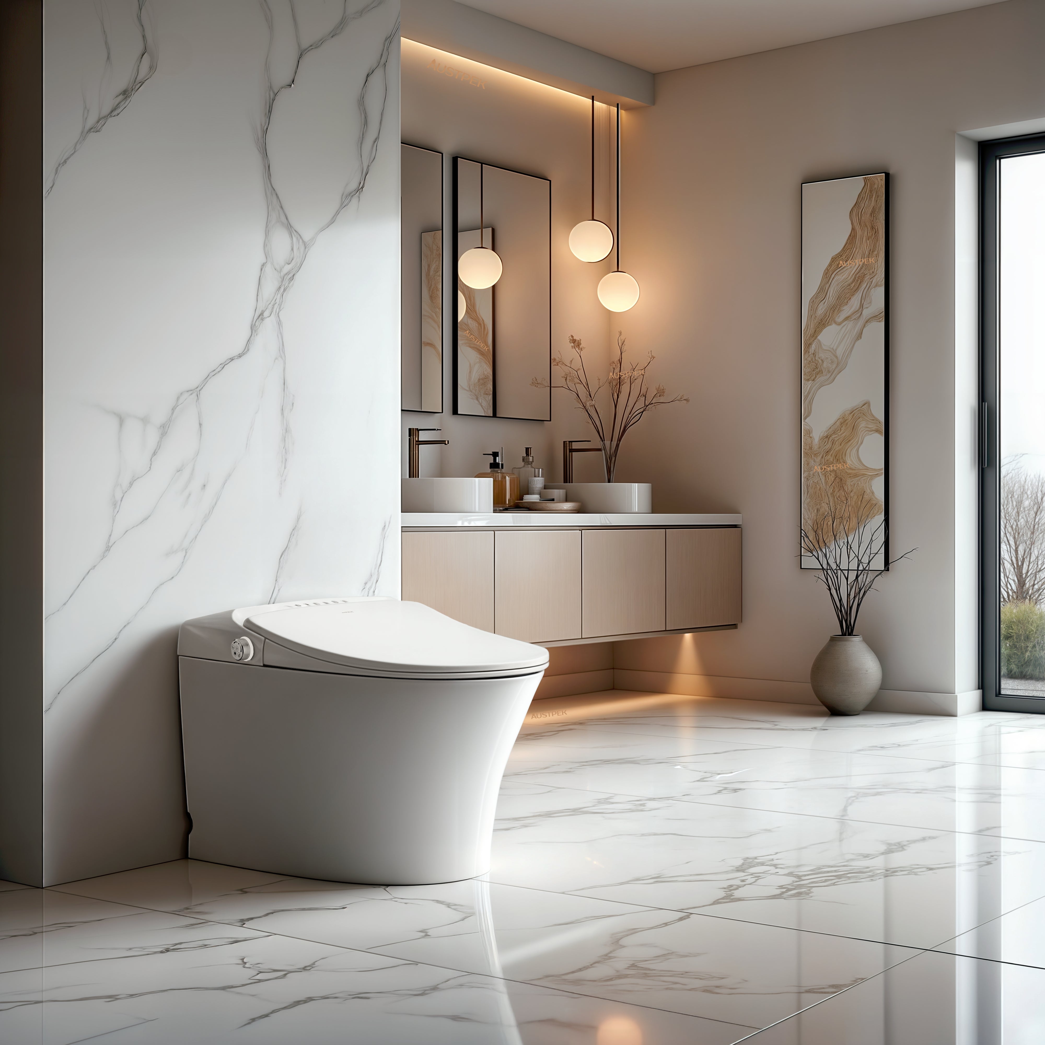 ATTICA CLAYA SPA WELLNESS SMART TOILET SUITE W/ REMOTE CONTROL GLOSS WHITE