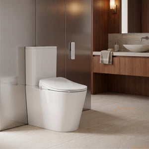 ATTICA GAIA BIDET W/ REMOTE CONTROL AND INSPIRE RADIANT RIMLESS BTW TOILET PACKAGE D-SHAPE GLOSS WHITE