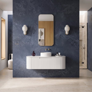 AULIC PETRA MARK II CURVED MATTE WHITE 1200MM SINGLE BOWL WALL HUNG VANITY
