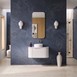 AULIC PETRA MARK II CURVED MATTE WHITE 750MM SINGLE BOWL WALL HUNG VANITY