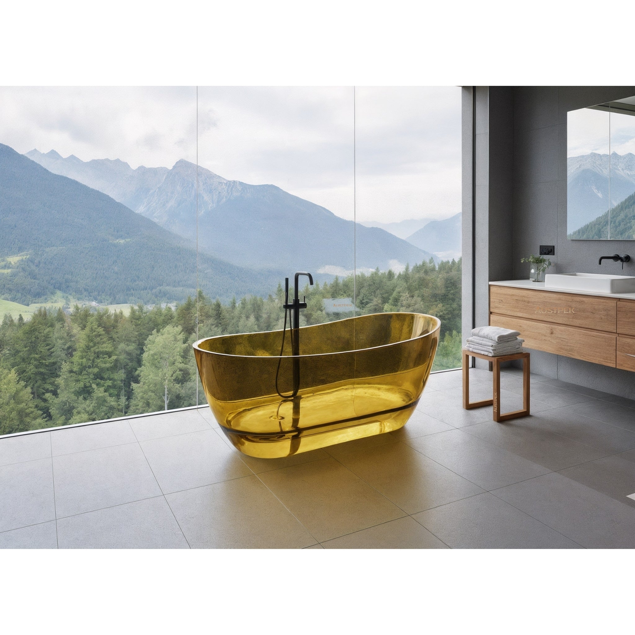 AURO PRISM FREESTANDING TRANSPARENT BATHTUB YELLOW 1500MM