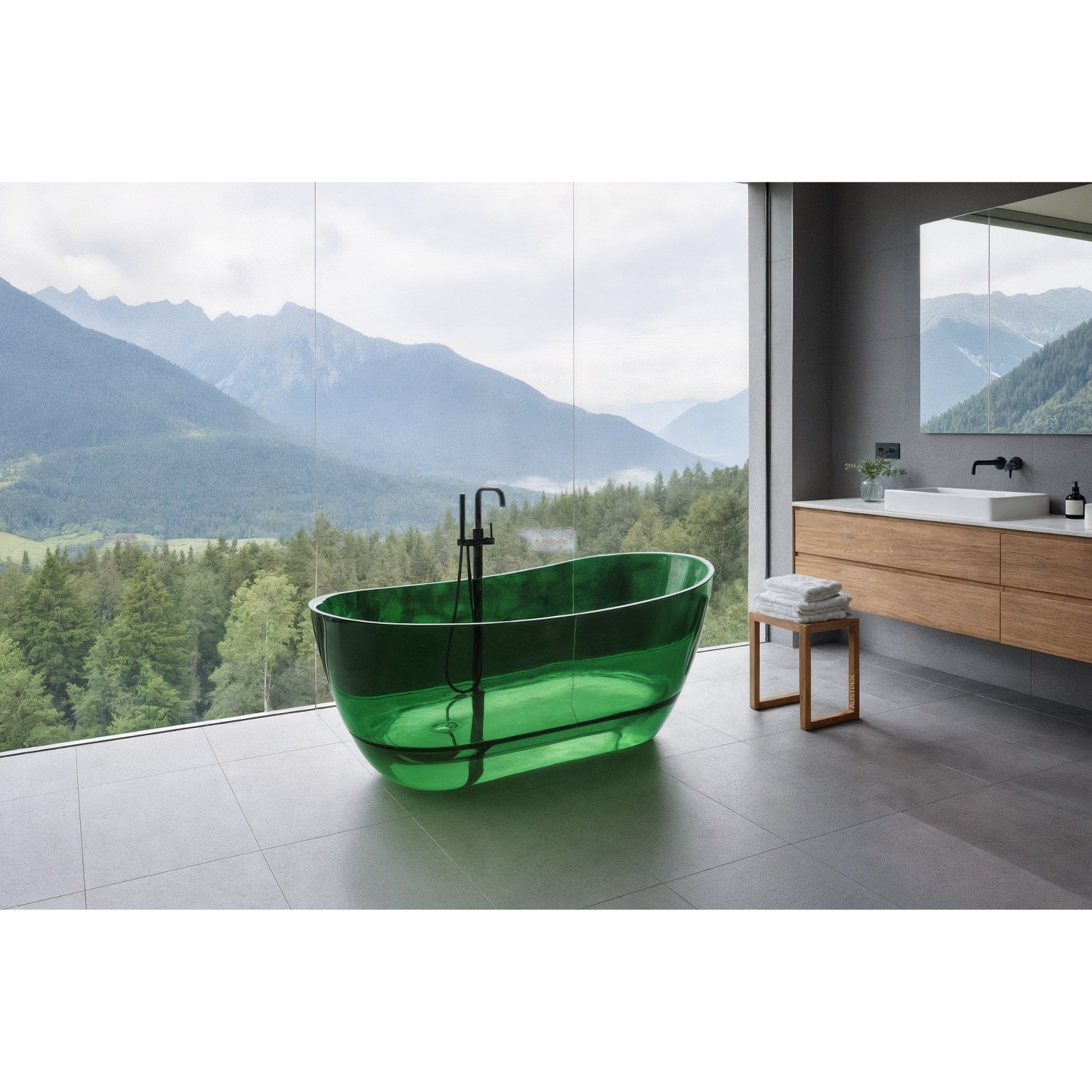 AURO PRISM FREESTANDING TRANSPARENT BATHTUB EMERALD GREEN 1500MM