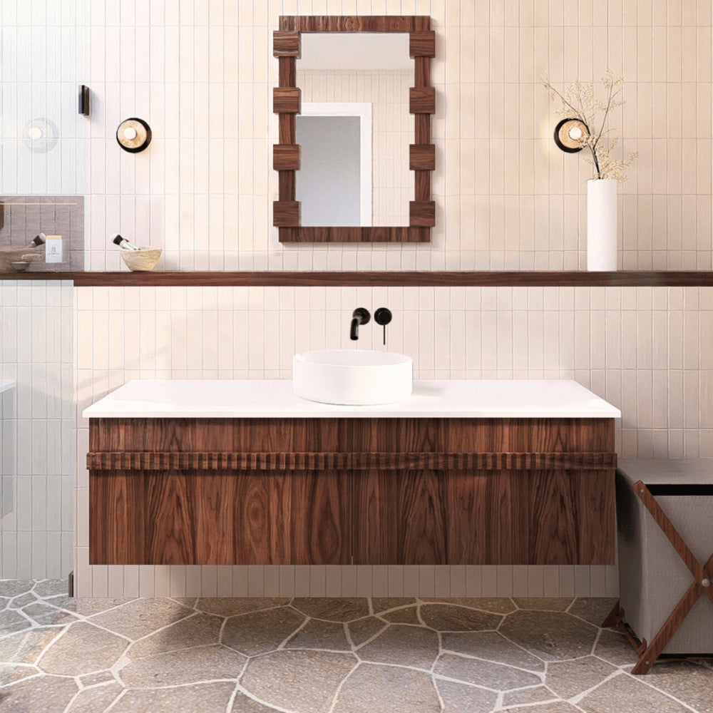 JOINERY BY BEARS ASHTON WALNUT 1500MM SINGLE BOWL WALL HUNG VANITY PACKAGE