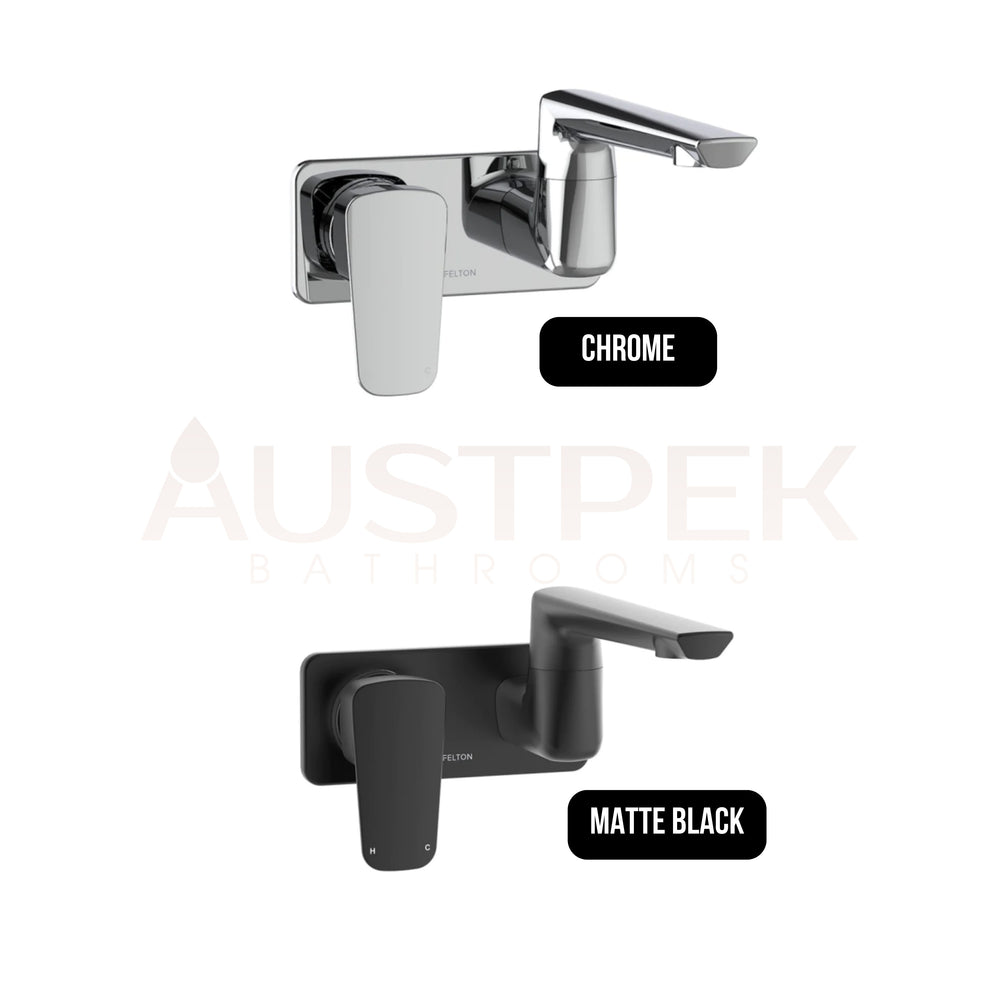 FELTON AXISS WALL MOUNTED SWIVEL BASIN / BATH MIXER 231MM MATTE BLACK
