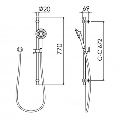 FELTON LINEA AERLUX SLIDE SHOWER BRUSHED GUN METAL