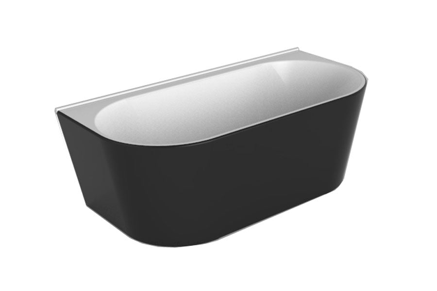 DECINA ALEGRA BACK-TO-WALL FREESTANDING BATH GLOSS BLACK 1700MM