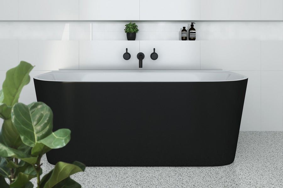 DECINA ALEGRA BACK-TO-WALL FREESTANDING BATH GLOSS BLACK 1700MM