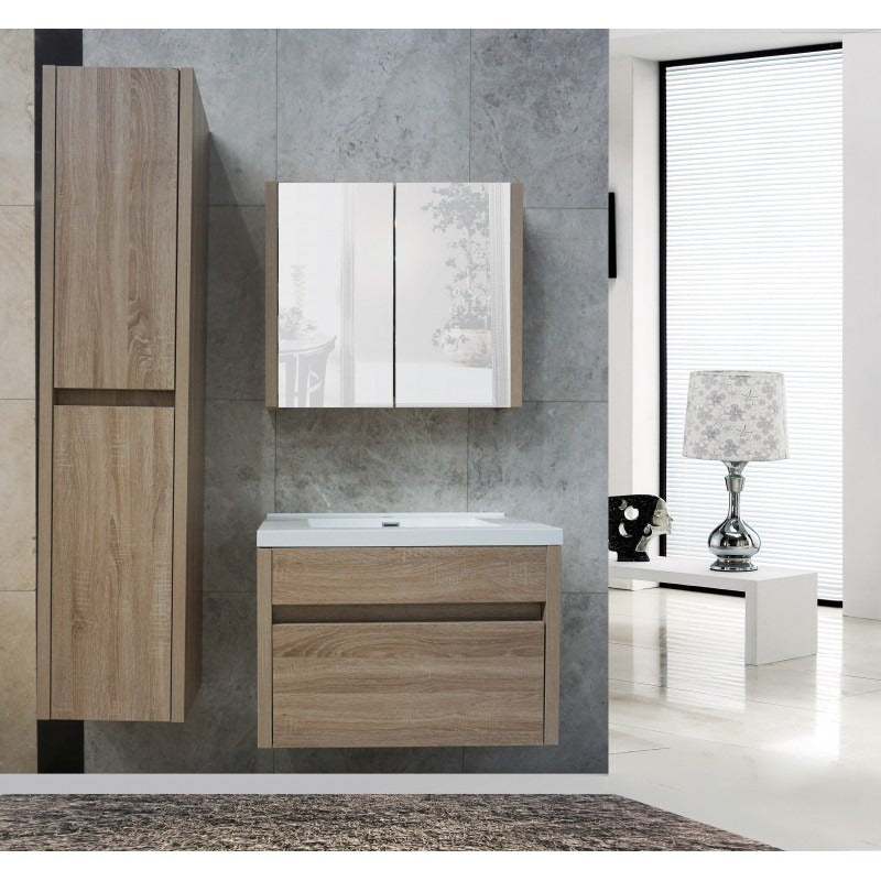 BEL BAGNO ALEXANDRA WHITE OAK WALL HUNG TALL BOY 400MM X 1760MM (AVAILABLE IN LEFT AND RIGHT HAND DOOR OPTION)