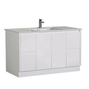AULIC ALICE SATIN WHITE 1200MM SINGLE BOWL FLOOR STANDING VANITY