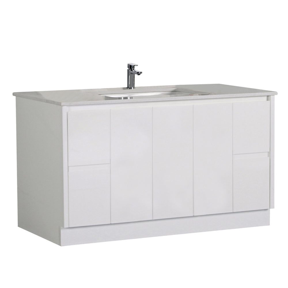 AULIC ALICE SATIN WHITE 1500MM SINGLE BOWL FLOOR STANDING VANITY